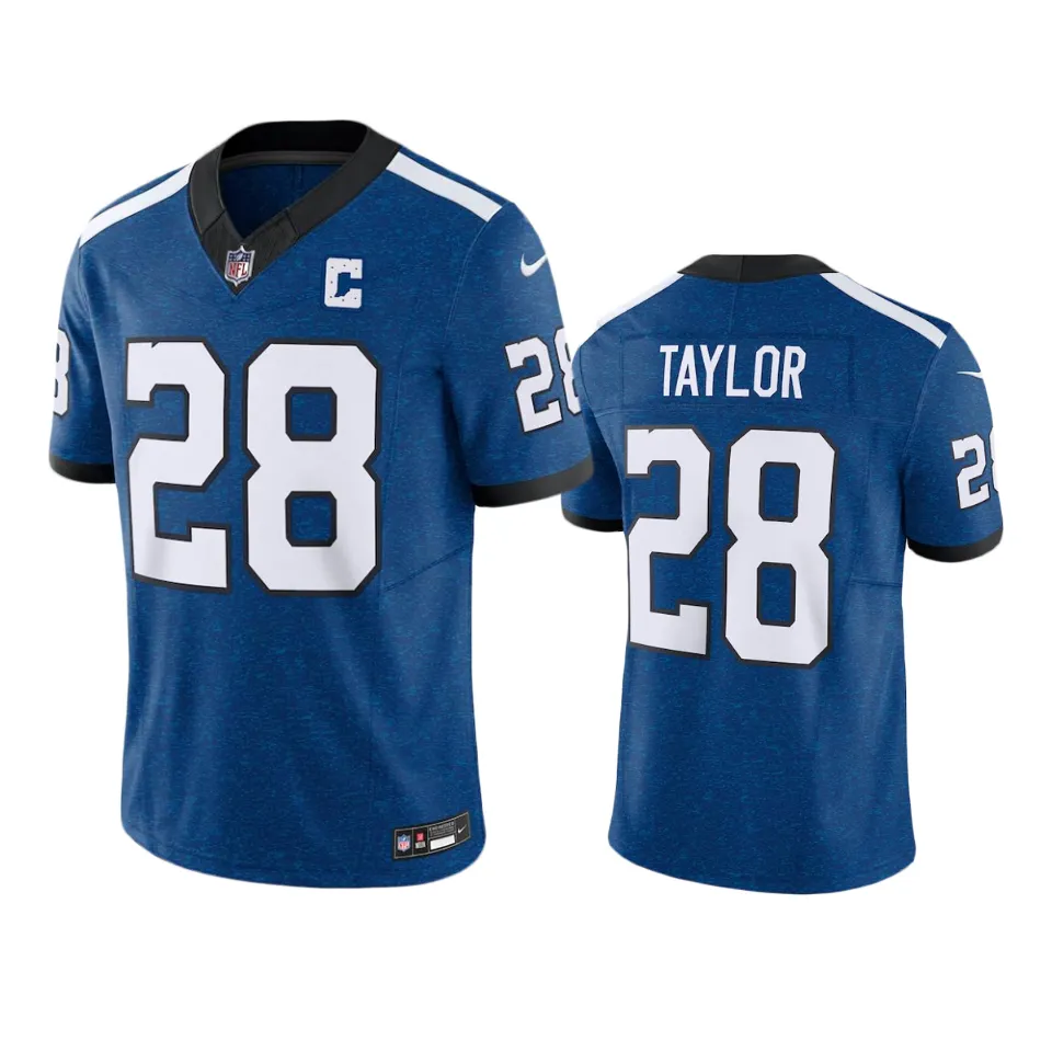  Mens Indianapolis Colts #28 Jonathan Taylor Royal Indiana Nights Alternate Vapor F.U.S.E. Limited Jersey 