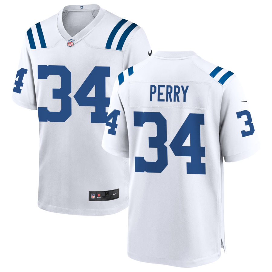  Mens Indianapolis Colts #34 Joe Perry Nike White Vapor Limited Jersey 