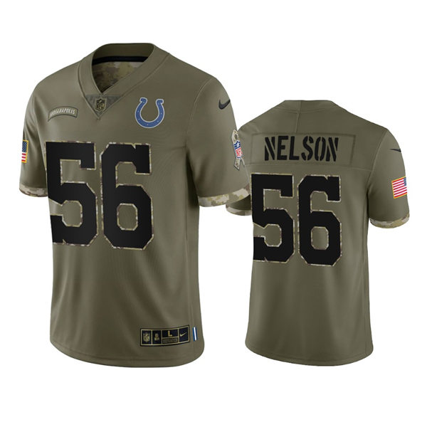  Mens Indianapolis Colts #56 Quenton Nelson Olive 2022 Salute To Service Limited Jersey 