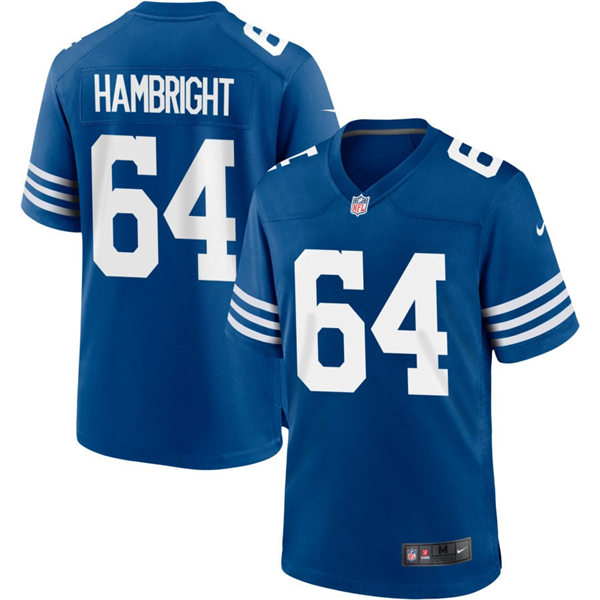  Mens Indianapolis Colts #64 Arlington Hambright Nike Royal Alternate Retro Vapor Limited Jersey 