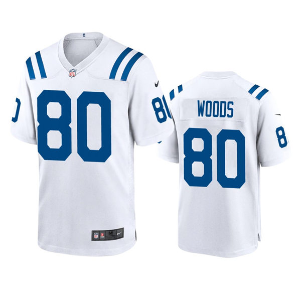  Mens Indianapolis Colts #80 Jelani Woods Nike White Vapor Limited Jersey 