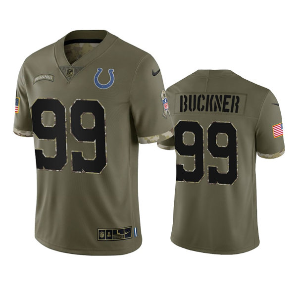  Mens Indianapolis Colts #99 DeForest Buckner Olive 2022 Salute To Service Limited Jersey 