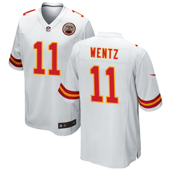  Mens Kansas City Chiefs #11 Carson Wentz Nike White Vapor Untouchable Limited Jersey 