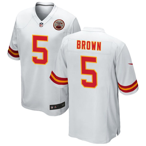  Mens Kansas City Chiefs #5 Marquise Brown Nike White Vapor Untouchable Limited Jersey 