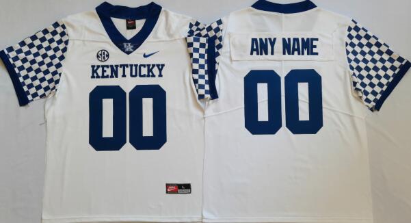  Mens Kentucky Wildcats CUSTOM  White Nike NCAA COLLEGE FOOTBALL GAME JERSEY 