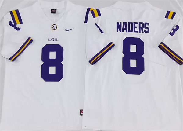 Mens LSU Tigers#8 Malik Nabers White College Football Game Jersey 