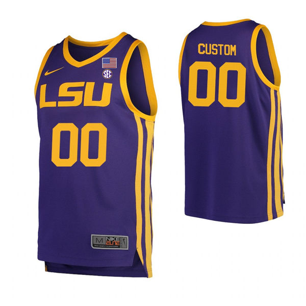  Mens LSU Tigers Custom Nike Purple College Basketball Game Jersey 