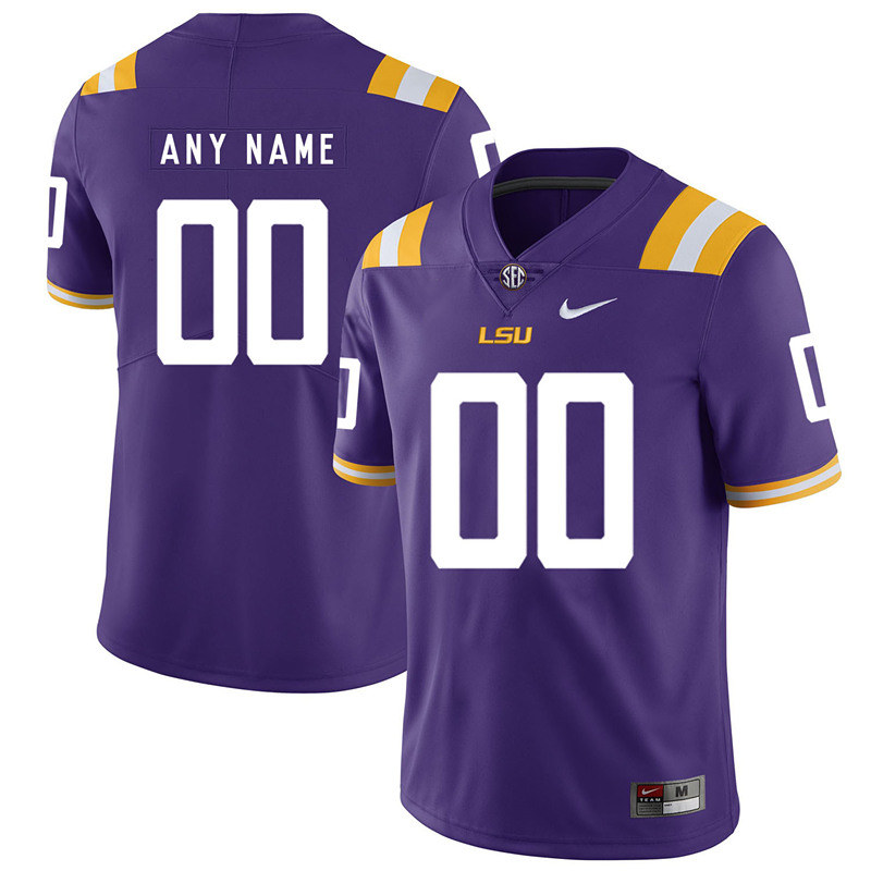  Mens LSU Tigers Custom Nike Purple Football Game Jersey 