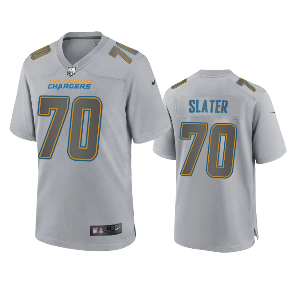  Mens Los Angeles Chargers #70 Rashawn Slater Gray Atmosphere Fashion Game Jersey 