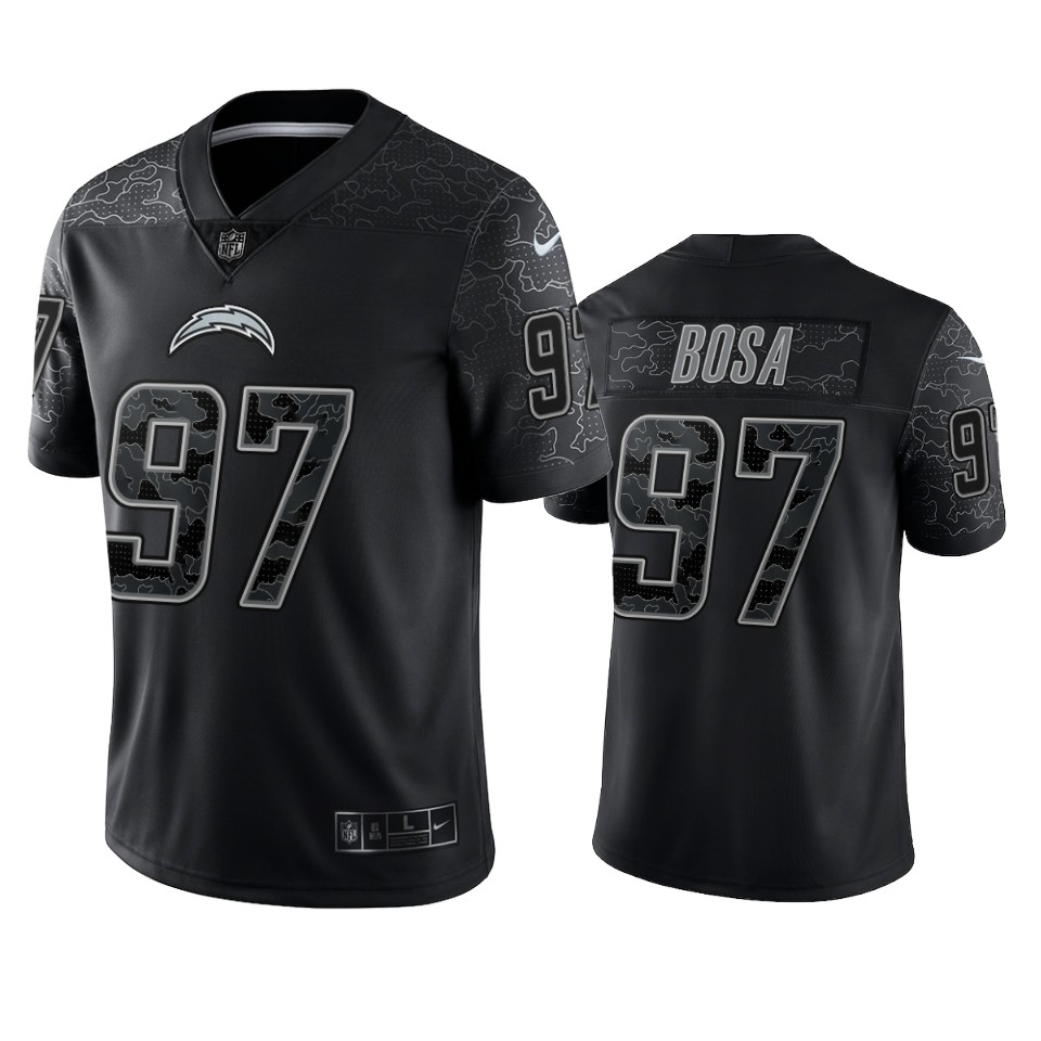 Mens Los Angeles Chargers #97 Joey Bosa Black Reflective Limited Jersey 