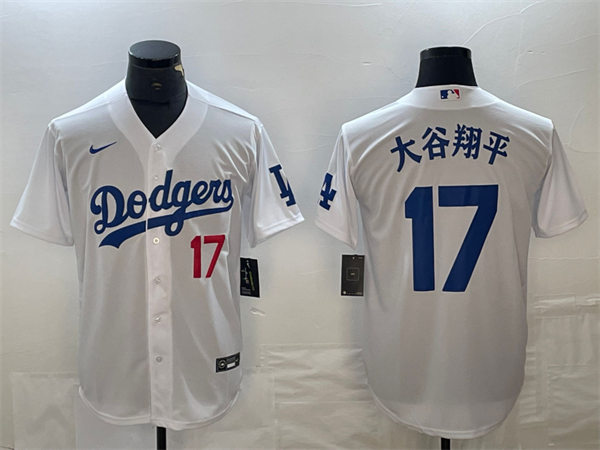  Mens Los Angeles Dodgers #17 Shohei Ohtani Japan Name Jersey White 