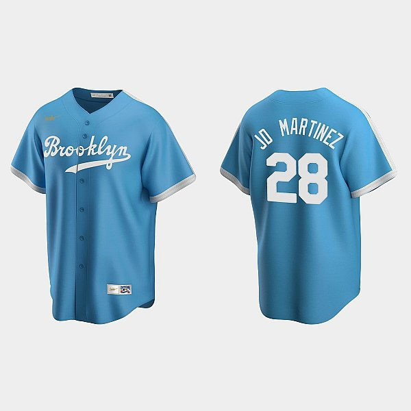  Mens Los Angeles Dodgers #28 J. D. Martinez Nike Light Blue Cooperstown Collection Alternate Jersey 