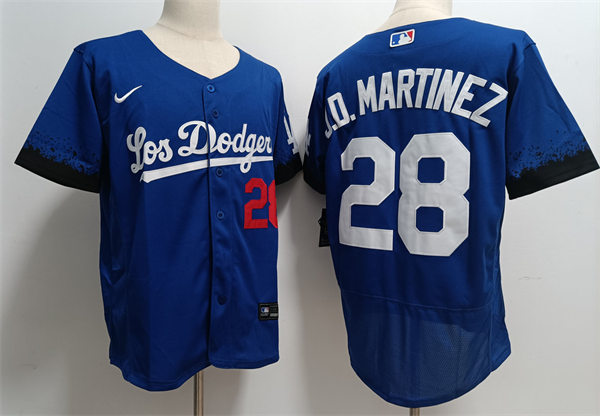  Mens Los Angeles Dodgers #28 J. D. Martinez Nike Royal City Connect Jersey 