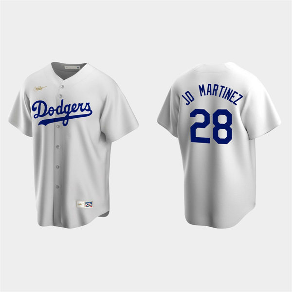  Mens Los Angeles Dodgers #28 J. D. Martinez Nike White Cooperstown Jersey 