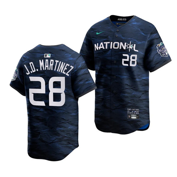  Mens Los Angeles Dodgers #28 J.D. Martinez National League 2023 MLB All-Star Game Limited Player Jersey Navy 