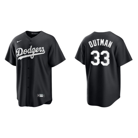  Mens Los Angeles Dodgers #33 James Outman Nike 2022 Black White Collection Jersey 