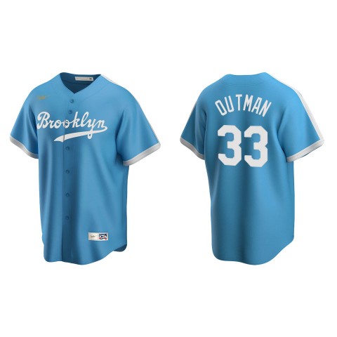  Mens Los Angeles Dodgers #33 James Outman Nike Light Blue Cooperstown Collection Alternate Jersey 