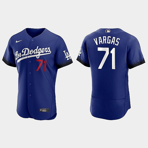  Mens Los Angeles Dodgers #71 Miguel Vargas Nike Royal City Connect Jersey 