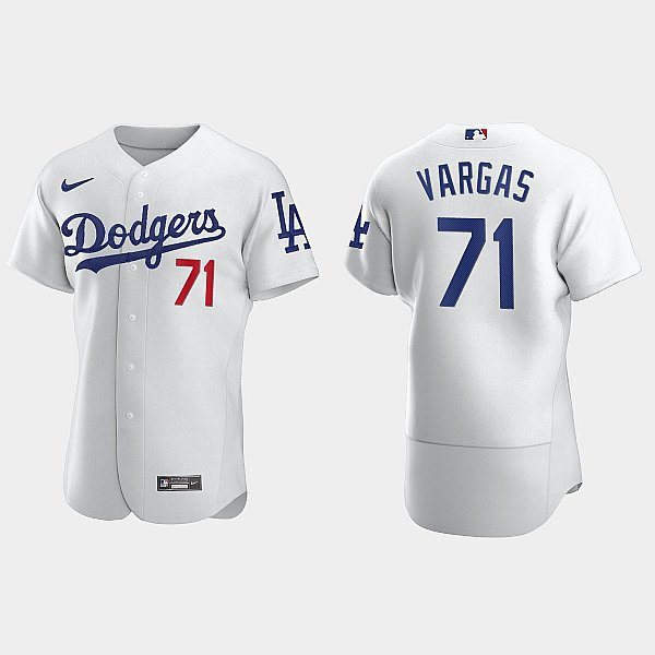  Mens Los Angeles Dodgers #71 Miguel Vargas Nike White Home FlexBase Player Jersey 