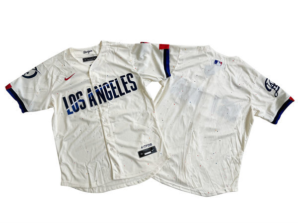  Mens Los Angeles Dodgers Blank Nike Cream 2024 City Connect Limited Team Jers 