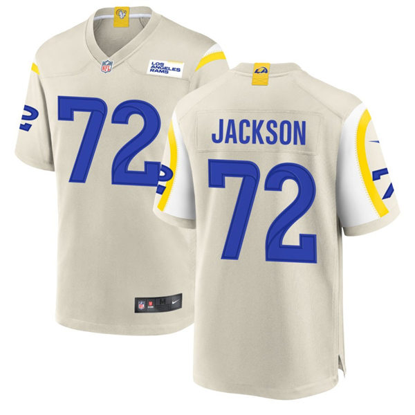  Mens Los Angeles Rams #72 Jonah Jackson  Nike Bone Vapor Untouchable Limited Jersey 