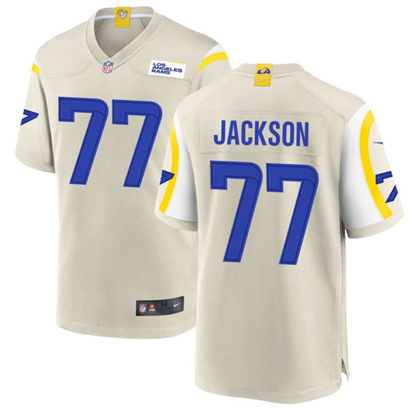  Mens Los Angeles Rams #77 Alaric Jackson Nike Bone Vapor Untouchable Limited Jersey 