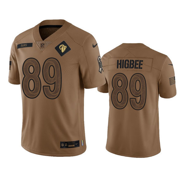  Mens Los Angeles Rams #89 Tyler Higbee Brown 2023 Salute To Service Limited Jersey 