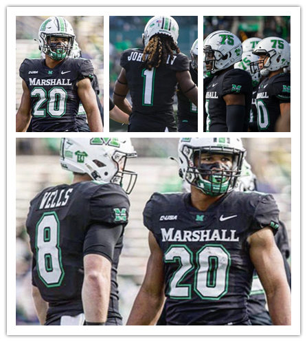  Mens Marshall Thundering Herd Custom Stitched 2020 Black Nike College Football Game Jersey 