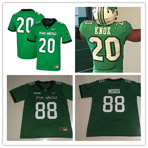  Mens Marshall Thundering Herd Custom Stitched 2020 Green College Football Game Jersey 