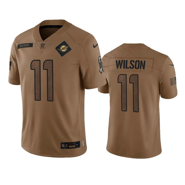  Mens Miami Dolphins #11 Cedrick Wilson Brown 2023 Salute To Service Jersey 