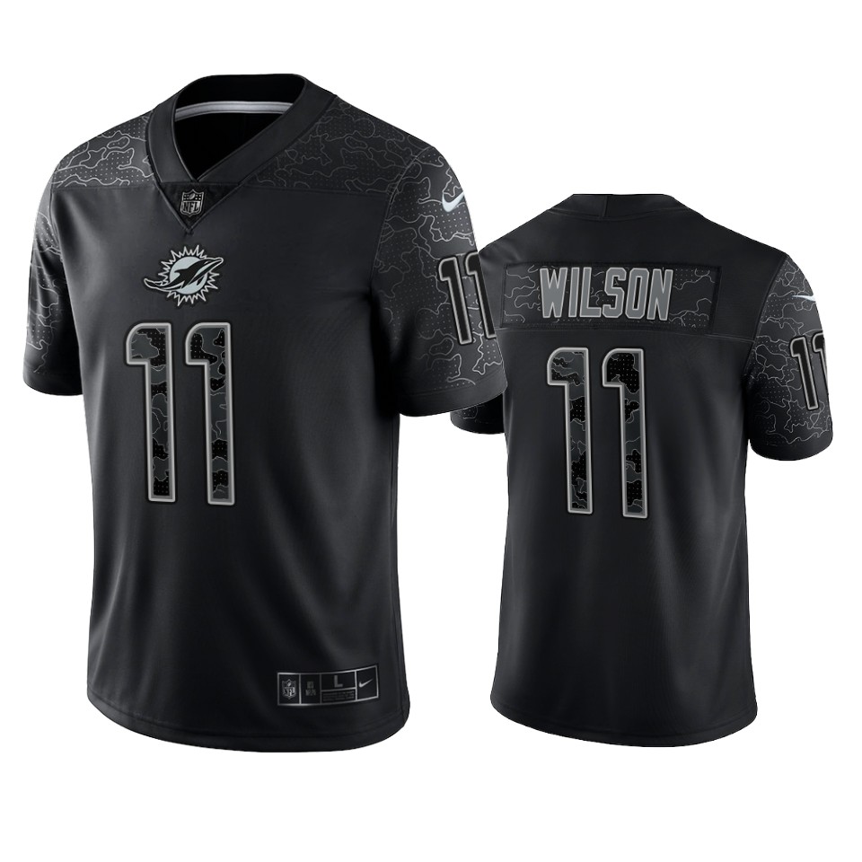  Mens Miami Dolphins #11 Cedrick Wilson Jr. 2022 Black Reflective Limited Jersey 
