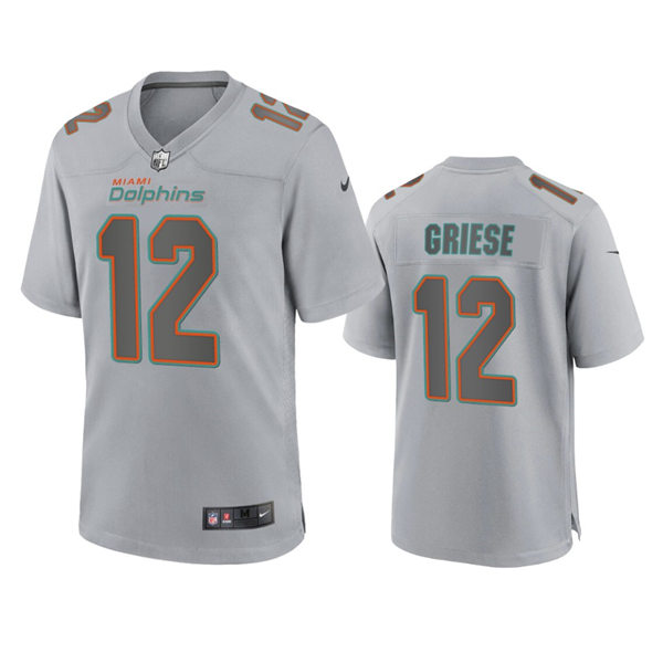  Mens Miami Dolphins #12 Bob Griese Gray Atmosphere Fashion Game Jersey 