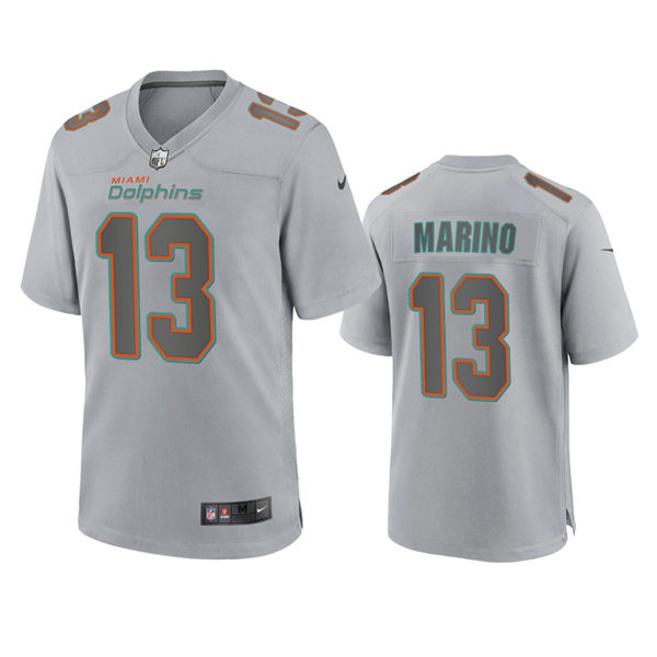  Mens Miami Dolphins #13 Dan Marino Gray Atmosphere Fashion Game Jersey 