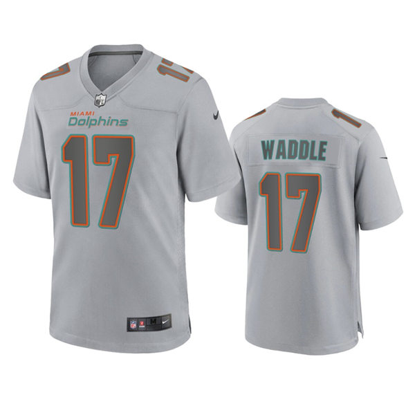  Mens Miami Dolphins #17 Jaylen Waddle Gray Atmosphere Fashion Game Jersey 