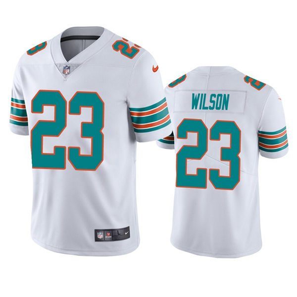  Mens Miami Dolphins #23 Jeff Wilson Nike White Retro Alternate Vapor Limited Jersey 