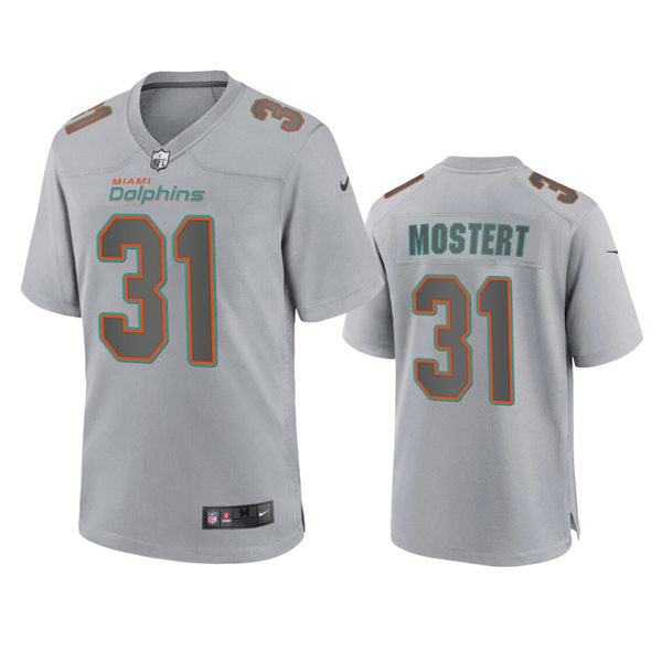  Mens Miami Dolphins #31 Raheem Mostert Gray Atmosphere Fashion Game Jersey 