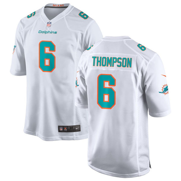  Mens Miami Dolphins #6 Skylar Thompson Nike White Vapor Limited Player Jersey 