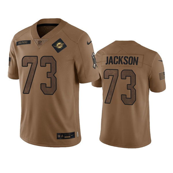  Mens Miami Dolphins #73 Austin Jackson Brown 2023 Salute To Service Limited Jersey 