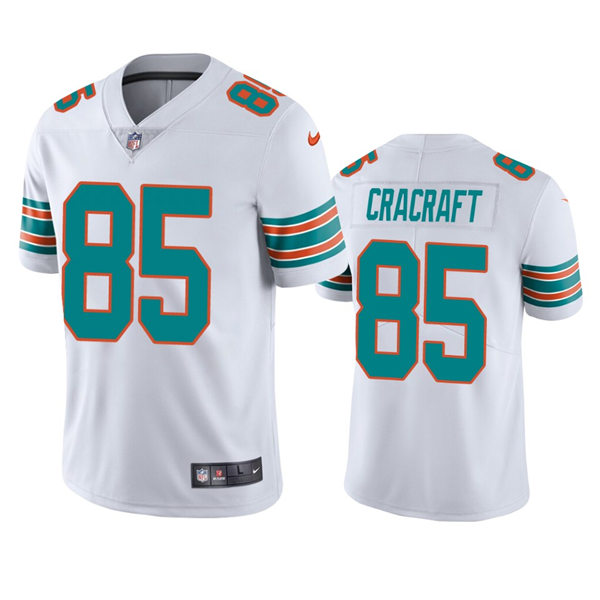  Mens Miami Dolphins #85 River Cracraft Nike White Retro Alternate Vapor Limited Jersey 