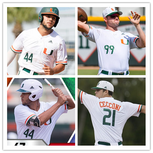  Mens Miami Hurricanes Custom Alex Toral Alejandro Rosario Anthony Vilar Christian Del Castillo  Adidas 2018 White U two-Button Pullover Baseball Jersey 