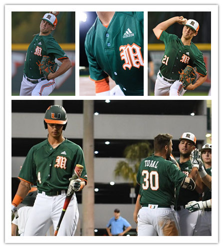  Mens Miami Hurricanes Custom Ryan Braun Yasmani Grandal Cesar Carrillo Jim Morris Adidas 2020 Green Button Baseball Jersey 