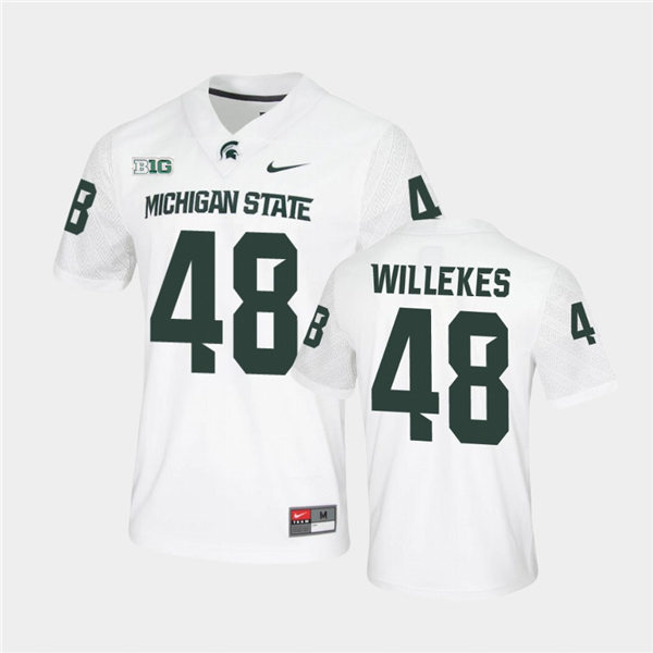  Mens Michigan State Spartans #48 Kenny Willekes Nike White College Game Football Jersey