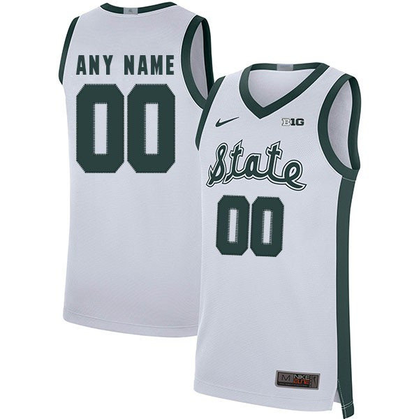  Mens Michigan State Spartans Custom Morris Peterson Magic Johnson Denzel Valentine Draymond Green Mateen Cleaves 2018 White State Nike Basketball Jersey 