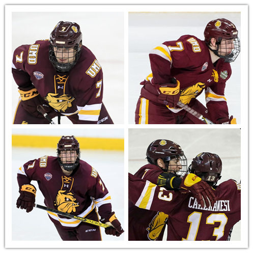  Mens Minnesota Duluth Bulldogs Custom 2019 Maroon Under Armour College Hockey Jersey 