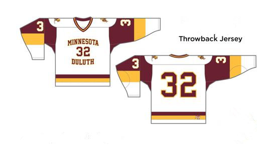  Mens Minnesota Duluth Bulldogs Custom Under Armour White Retro Throwback Hockey Jersey 