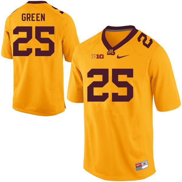  Mens Minnesota Golden Gophers #25 Darius Green Nike Gold College Football Jersey