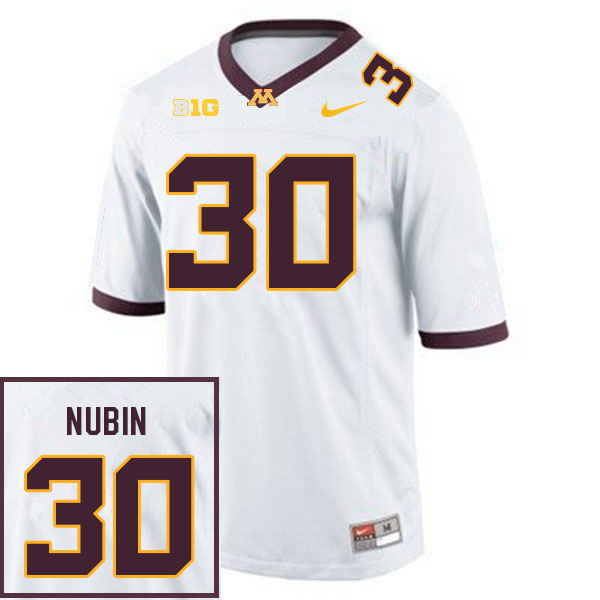  Mens Minnesota Golden Gophers #30 Jordan Nubin Nike 2020 White NCAA College Football Game Jersey