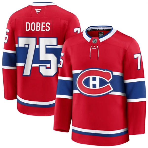  Mens Montreal Canadiens #75 Jakub Dobes Fanatics Home Red Premium Jersey 
