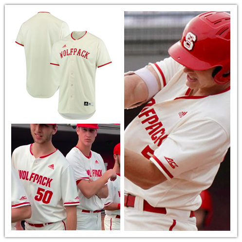  Mens NC State Wolfpack Custom Trea Turner Carlos Rodon Cory Mazzoni Andrew Knizner Jake Buchanan Adidas 2019 Cream Basebal