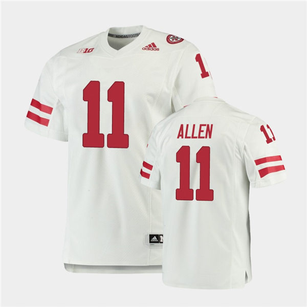  Mens Nebraska Huskers #11 Austin Allen adidas Awasy White College Football Game Jersey
